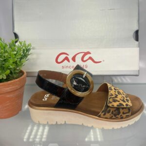 Ara Black Leopard print Sandal