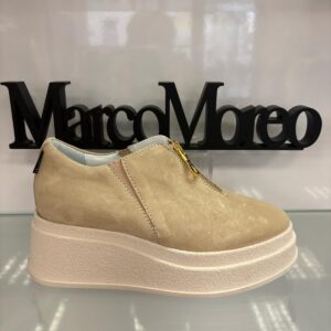 Marco Moreo Suede Beige front Zip detail