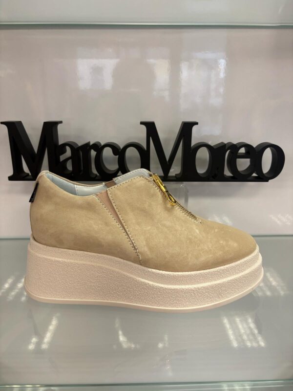 Marco Moreo Suede Beige front Zip detail