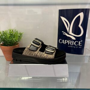 Caprice Black Sandals (Print)